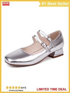 Mary Jane Flats Square Toe Double Ankle Strap Low Block Heel